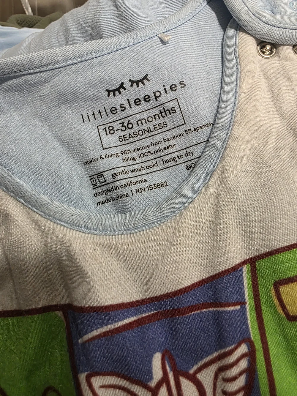 Little Sleepies Blue Buzz Lightyear Bamboo Seasonless Sleep Sack 18M-36MONTHS